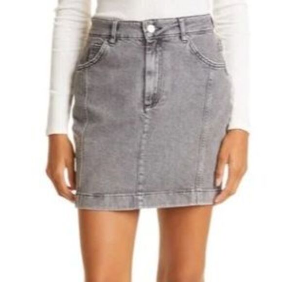 NWT Ted Baker Skirt Denim Phraya Mini Skirt Gray Wash Curvy Fit Women’s Size 16 - Picture 1 of 14